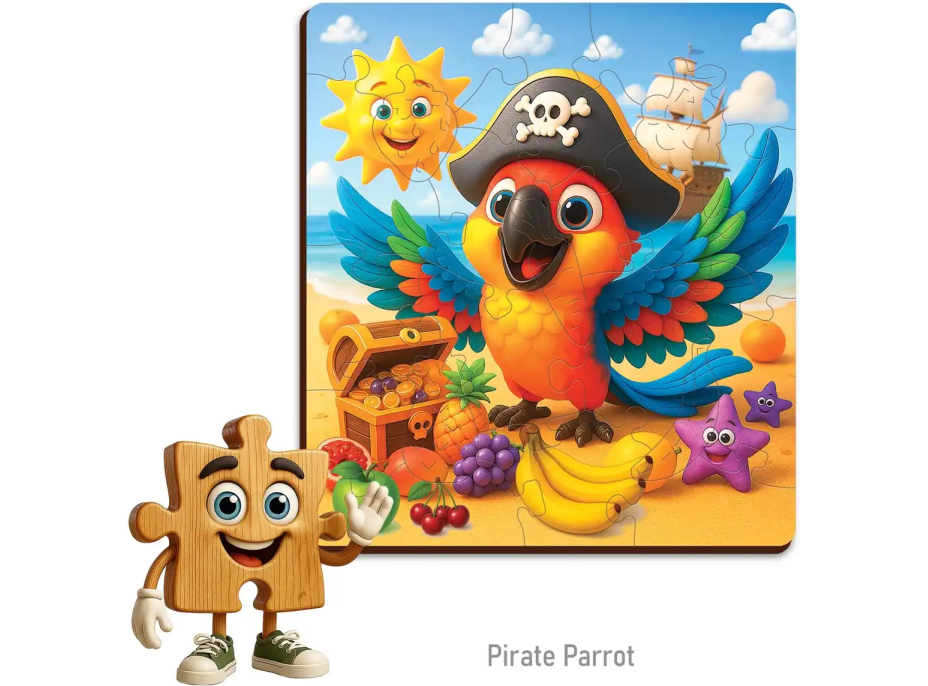 WOODEN CITY Drevené puzzle Pirátsky papagáj 20 dielikov