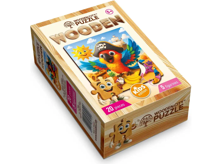 WOODEN CITY Drevené puzzle Pirátsky papagáj 20 dielikov