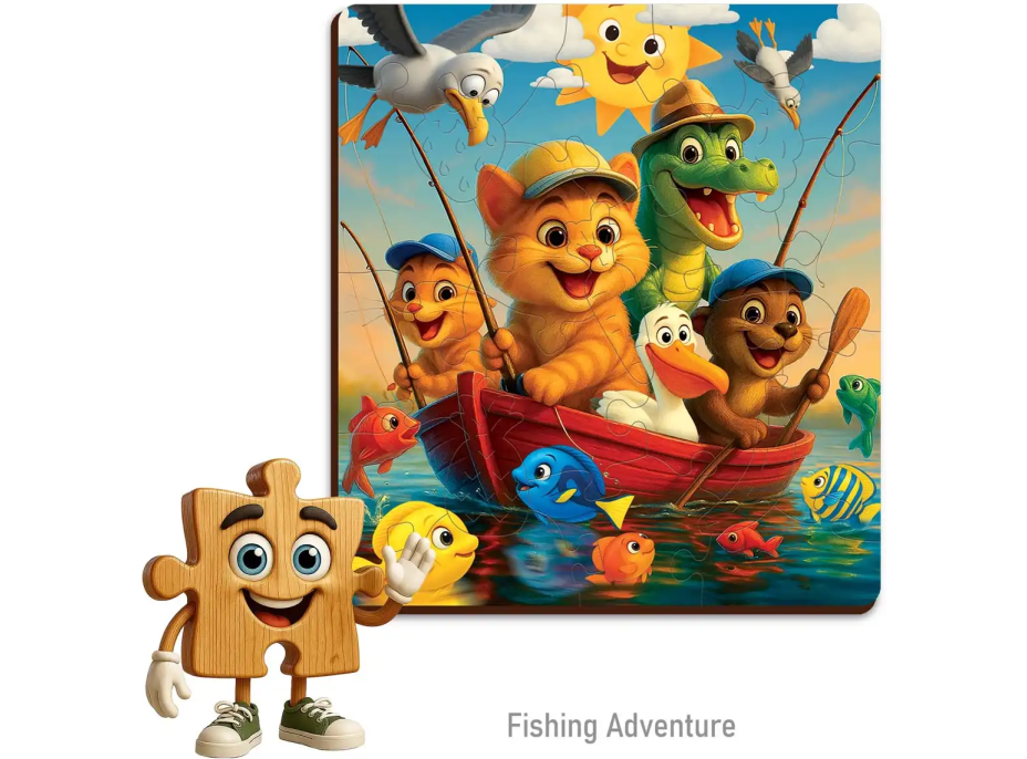 WOODEN CITY Drevené puzzle Rybárčenie 20 dielikov