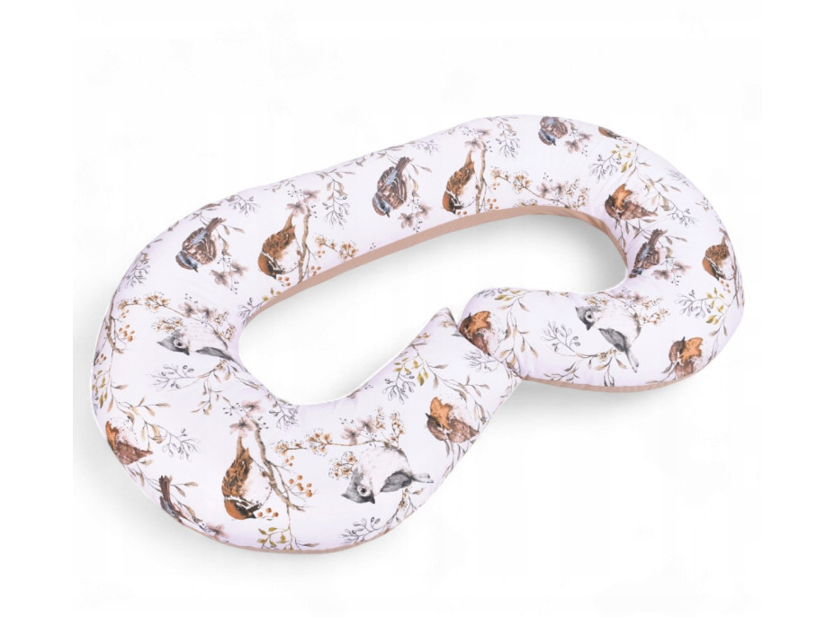 Hniezdočko (kokon) pre bábätko / tehotenský vankúš 2v1 s doplnkami - Vtáčiky / béžové