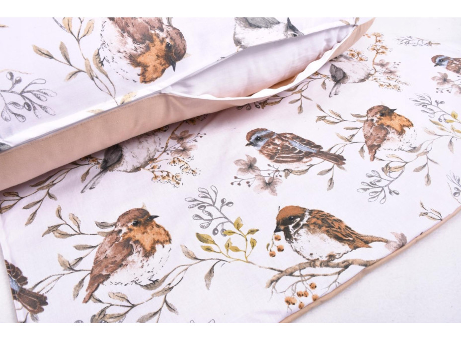 Hniezdočko (kokon) pre bábätko / tehotenský vankúš 2v1 s doplnkami - Vtáčiky / béžové