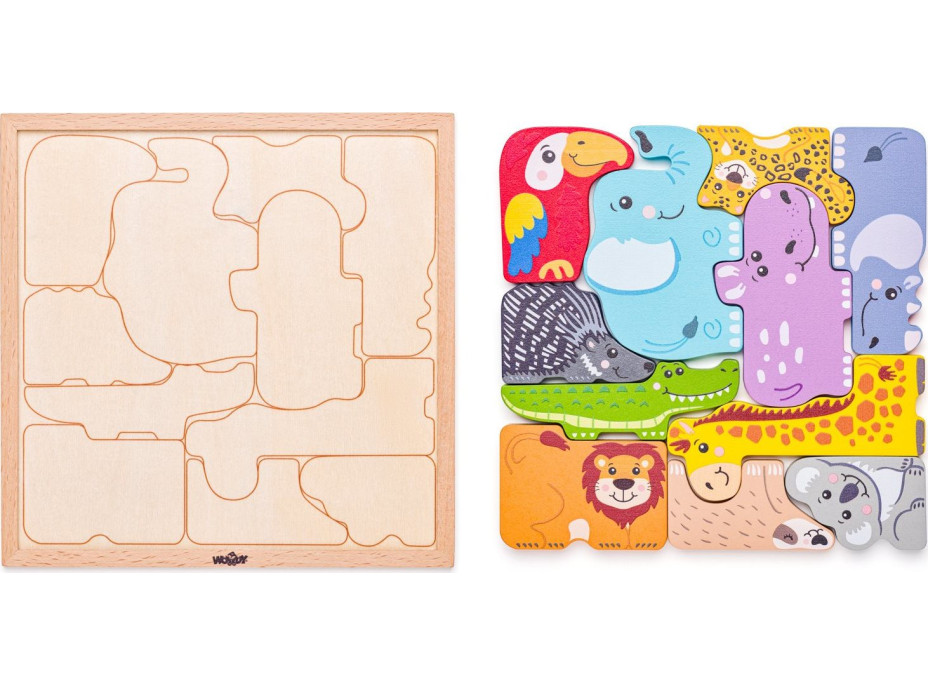 WOODY Obrysové puzzle Zvieratká 11 dielikov