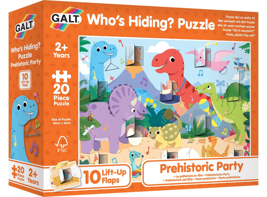 GALT Okienkové puzzle Dinosaury 20 dielikov