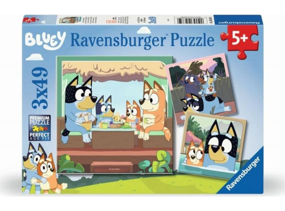 RAVENSBURGER Puzzle Bluey 3x49 dielikov
