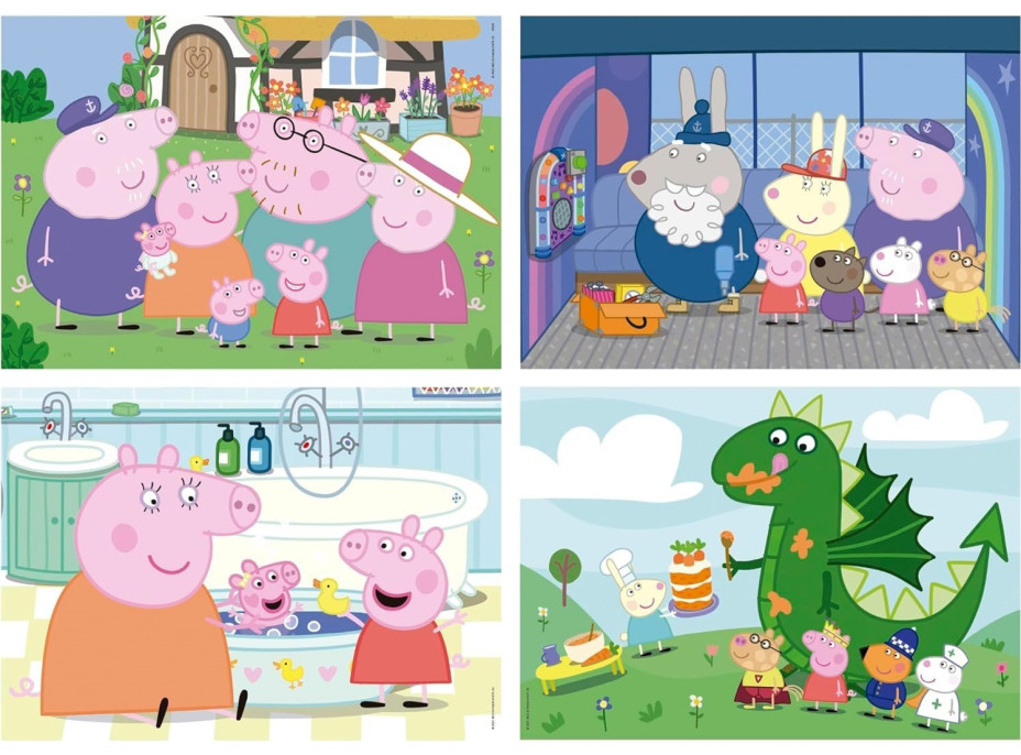 EDUCA Puzzle Prasiatko Peppa 4v1 (20,40,60,80 dielikov)