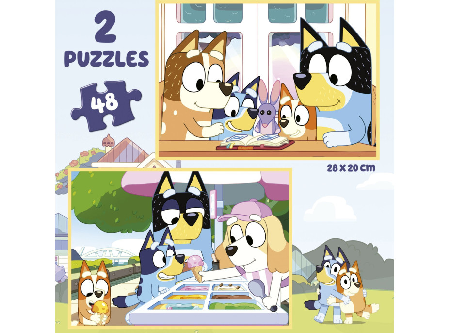 EDUCA Puzzle v kufríku Bluey 2v1 (48 dielikov)
