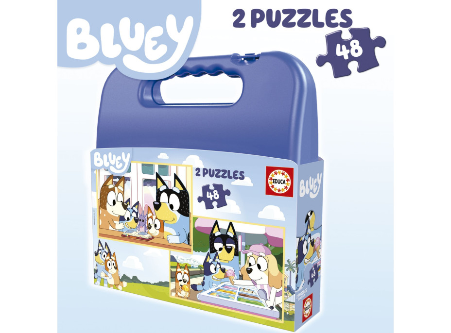 EDUCA Puzzle v kufríku Bluey 2v1 (48 dielikov)