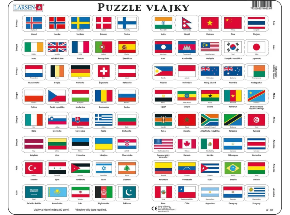 LARSEN Puzzle Vlajky 80 dielikov