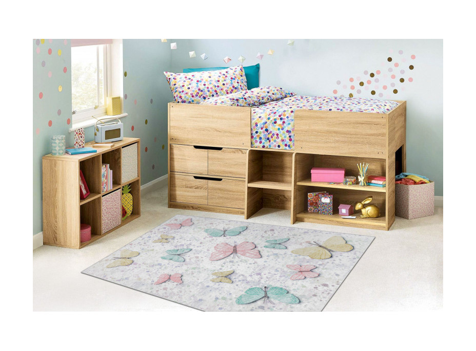 Detský kusový koberec Bambino 1610 Butterflies cream, 80x150 cm
