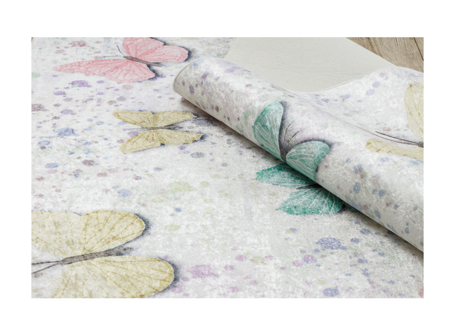 Detský kusový koberec Bambino 1610 Butterflies cream, 80x150 cm