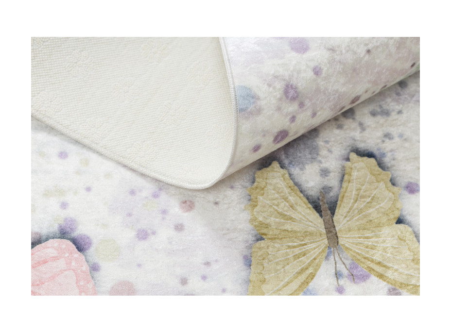 Detský kusový koberec Bambino 1610 Butterflies cream, 80x150 cm
