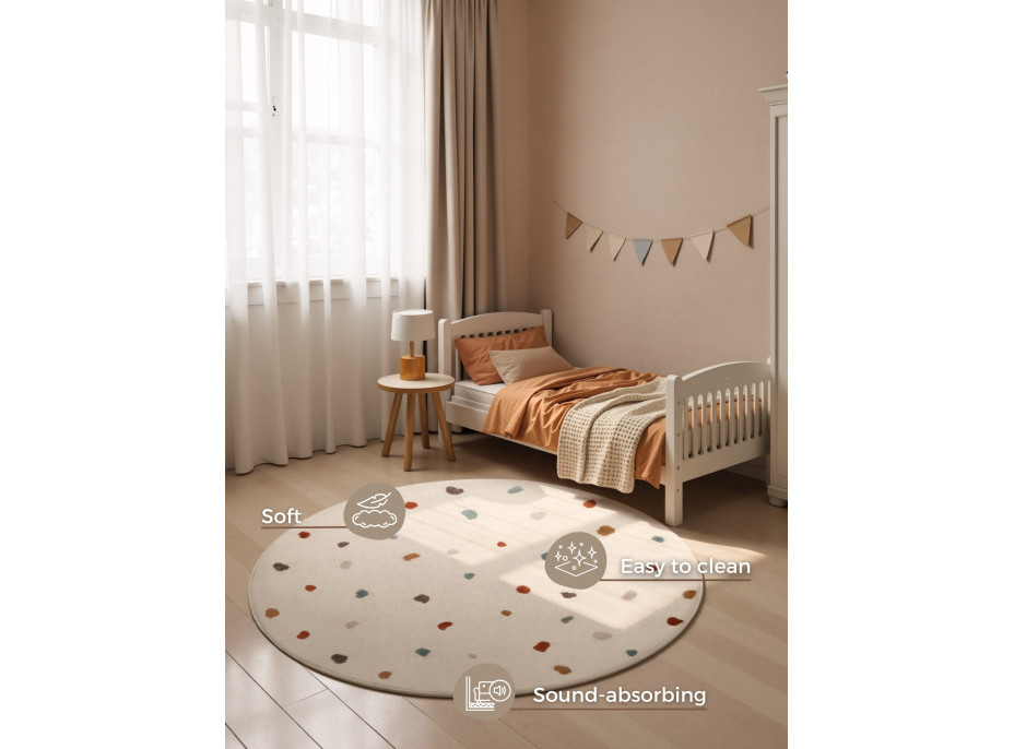 Detský koberec Adventures 106210 Cream Multicolor kruh