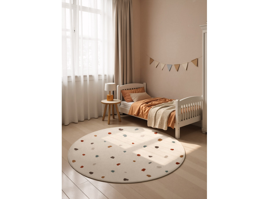 Detský koberec Adventures 106210 Cream Multicolor kruh