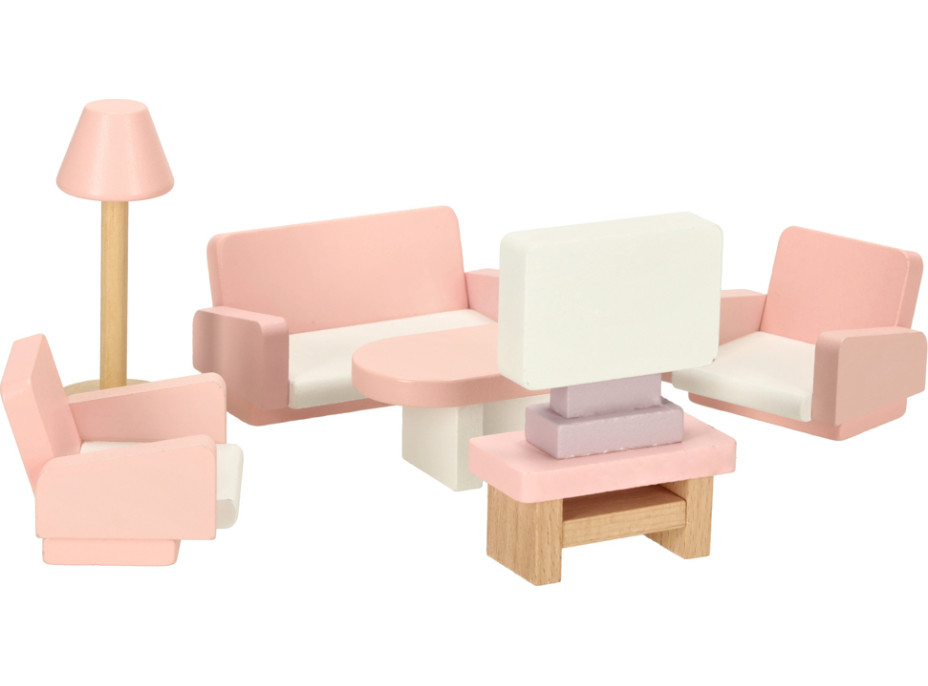 Drevený nábytok do domčeka pre bábiky - ružový