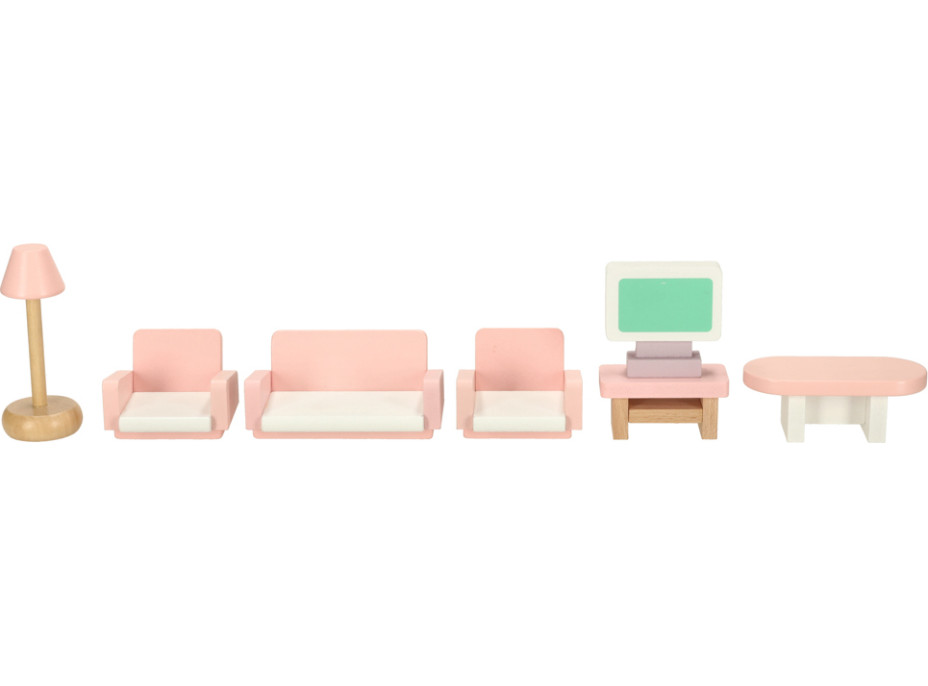 Drevený nábytok do domčeka pre bábiky - ružový