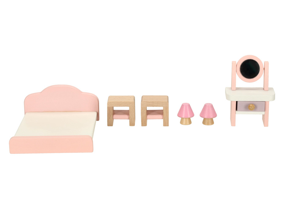 Drevený nábytok do domčeka pre bábiky - ružový