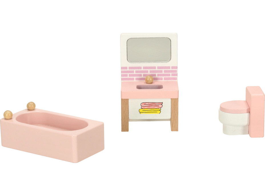 Drevený nábytok do domčeka pre bábiky - ružový