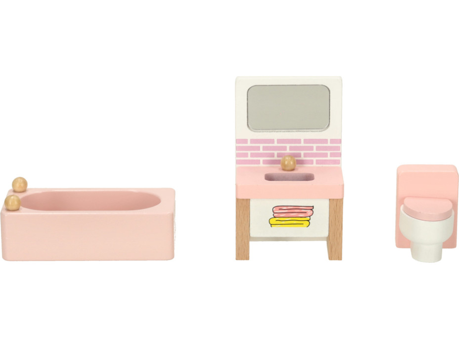 Drevený nábytok do domčeka pre bábiky - ružový