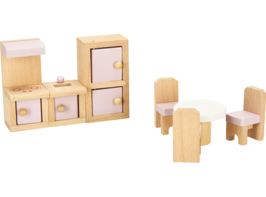Drevený nábytok do domčeka pre bábiky - ružový