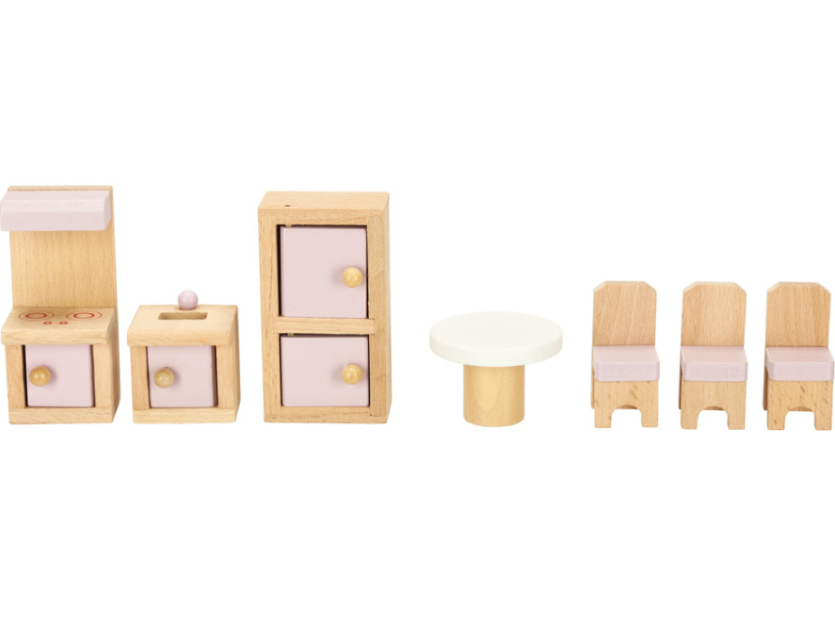Drevený nábytok do domčeka pre bábiky - ružový