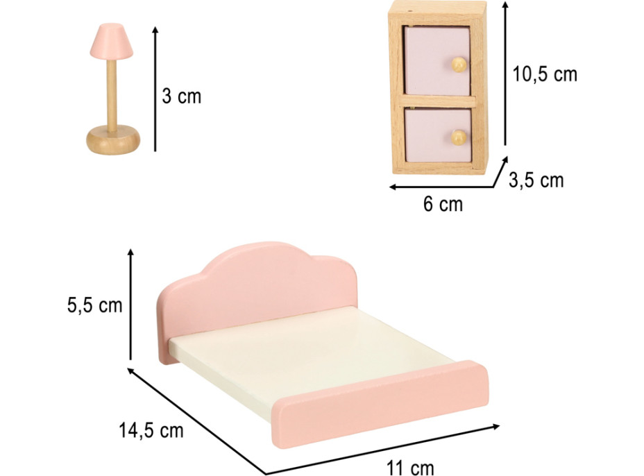 Drevený nábytok do domčeka pre bábiky - ružový