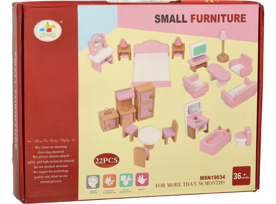 Drevený nábytok do domčeka pre bábiky - ružový