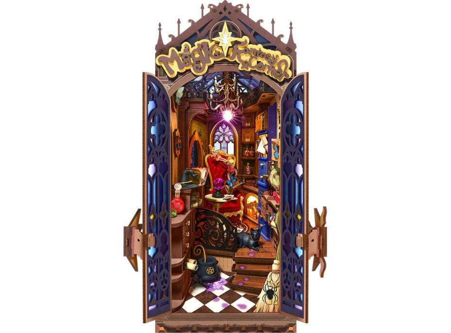 RoboTime 3D skladačka Zarážka na knihy Miniatúra domčeka Kútik kúzelnej fantázie