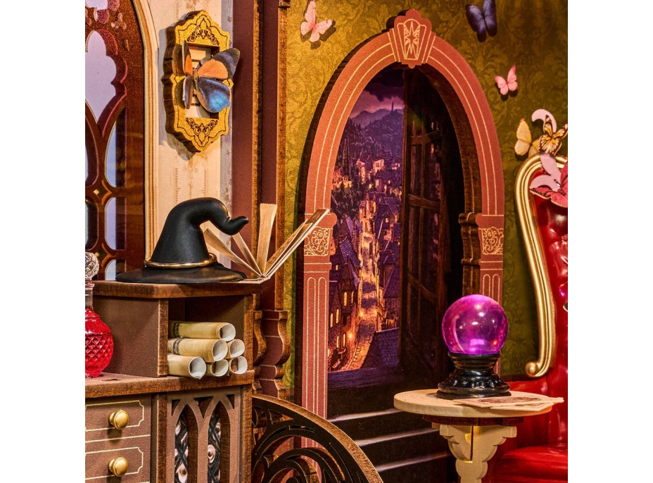 RoboTime 3D skladačka Zarážka na knihy Miniatúra domčeka Kútik kúzelnej fantázie