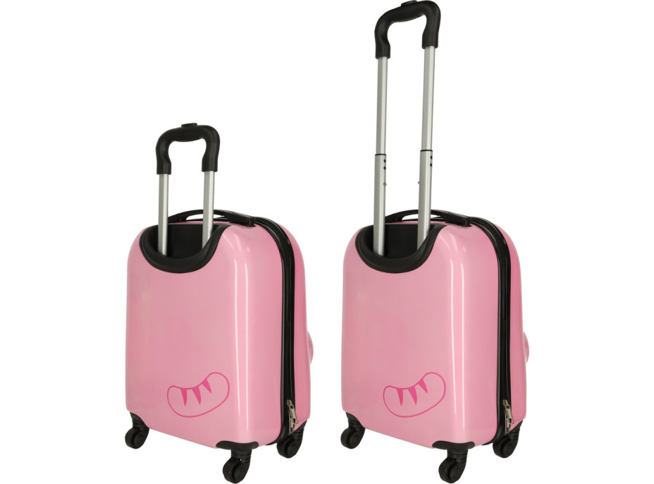 Detský cestovný kufor na kolieskach - Ružová mačka