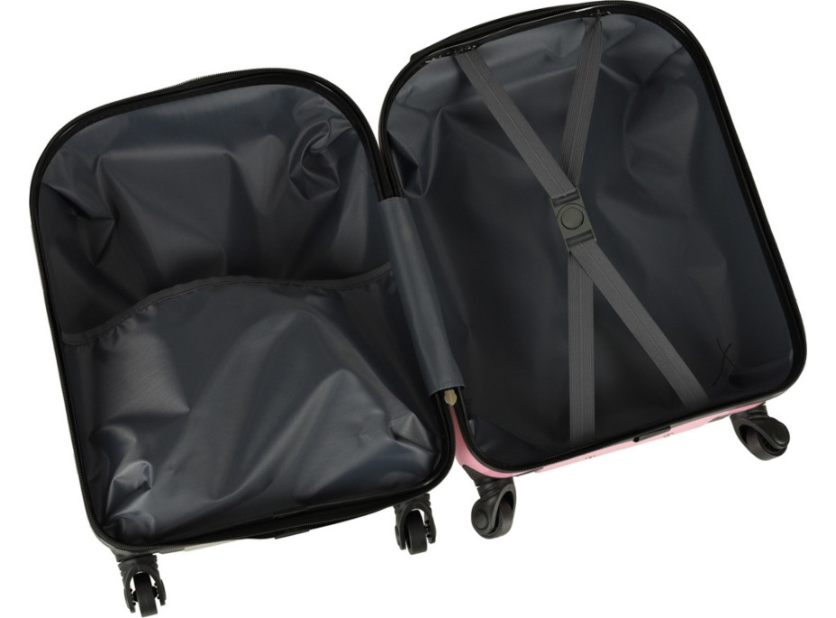 Detský cestovný kufor na kolieskach - Ružová mačka