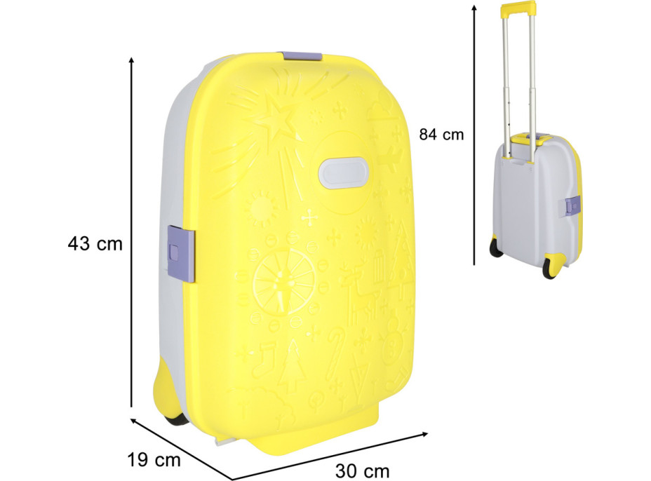 Detský cestovný kufor na kolieskach/príručná batožina - žltý