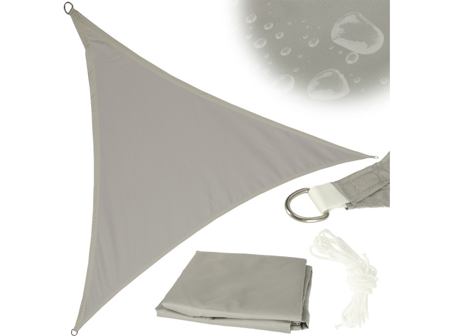 Ochranná trojuholníková tieniaca plachta proti slnku LUARO - 3x3x3 m - šedá