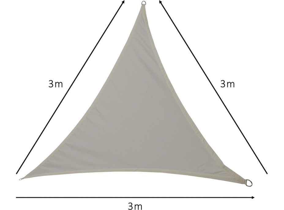 Ochranná trojuholníková tieniaca plachta proti slnku LUARO - 3x3x3 m - šedá