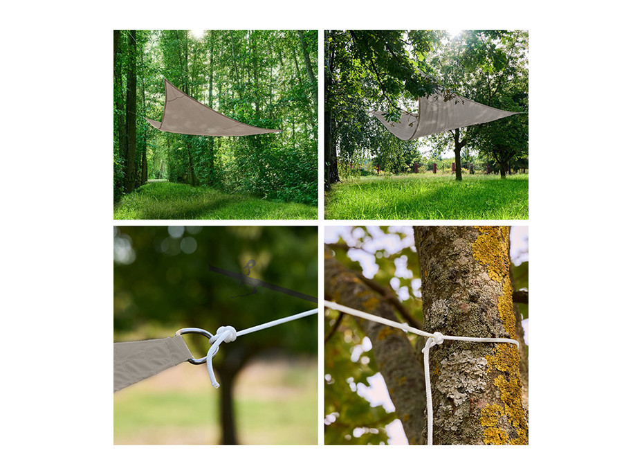 Ochranná trojuholníková tieniaca plachta proti slnku LUARO - 3x3x3 m - šedá