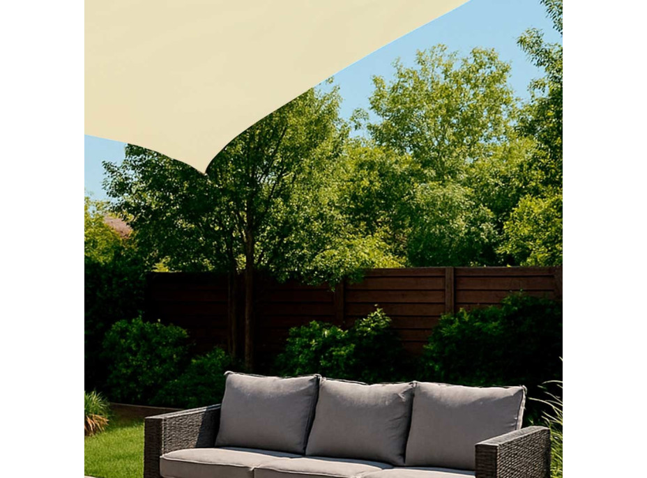 Ochranná trojuholníková tieniaca plachta proti slnku LUARO - 4x4x4 m - béžová