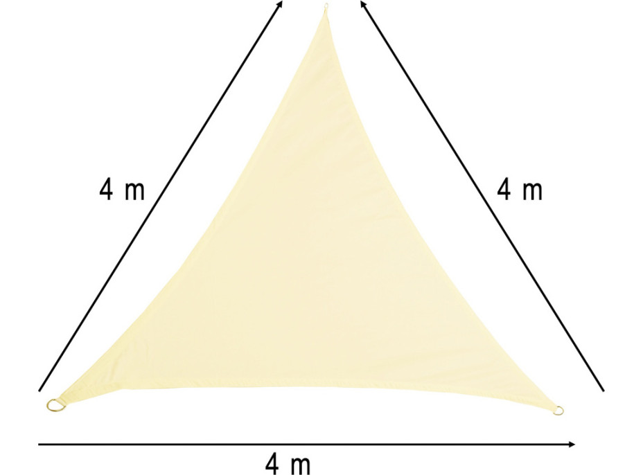Ochranná trojuholníková tieniaca plachta proti slnku LUARO - 4x4x4 m - béžová