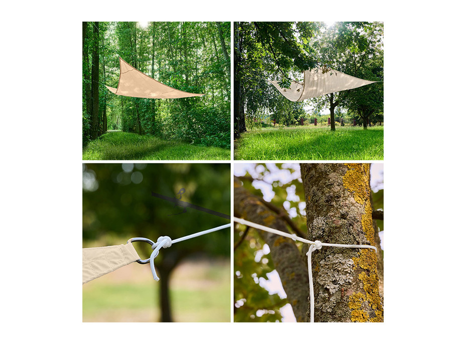 Ochranná trojuholníková tieniaca plachta proti slnku LUARO - 4x4x4 m - béžová