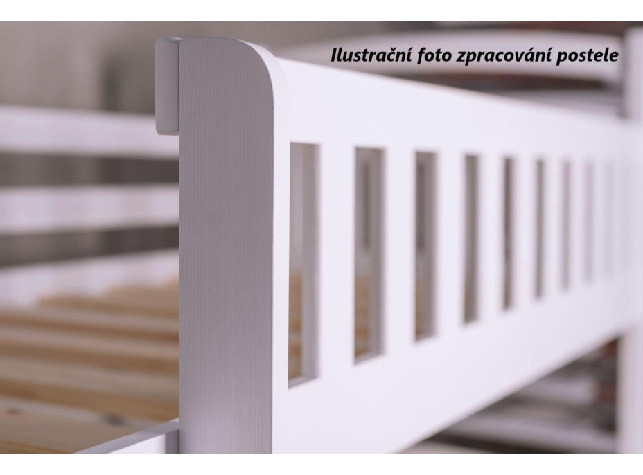 Detská posteľ z masívu borovice JOLANA s prístelkou a šuplíky - 200x80 cm - OLIVOVO ZELENÁ