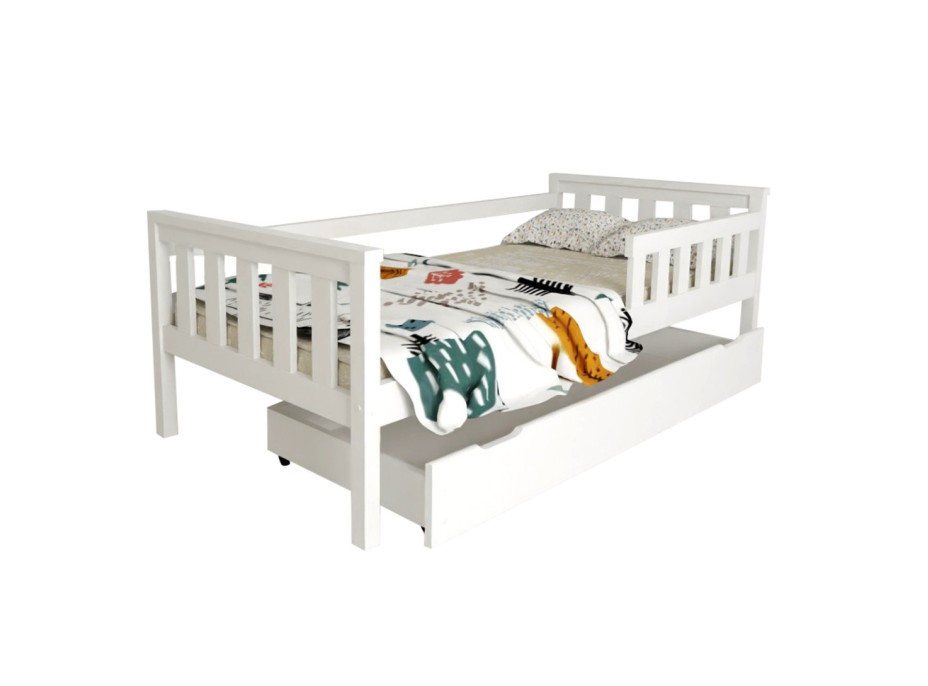 Detská posteľ z masívu borovice FRANK - 200x90 cm - biela