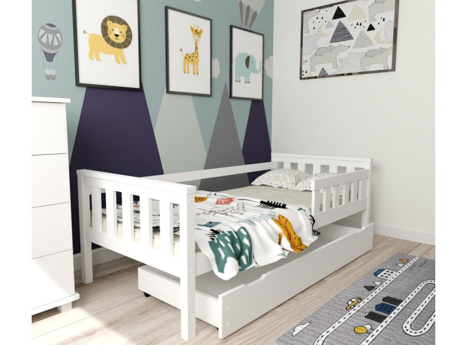 Detská posteľ z masívu borovice FRANK - 200x90 cm - biela