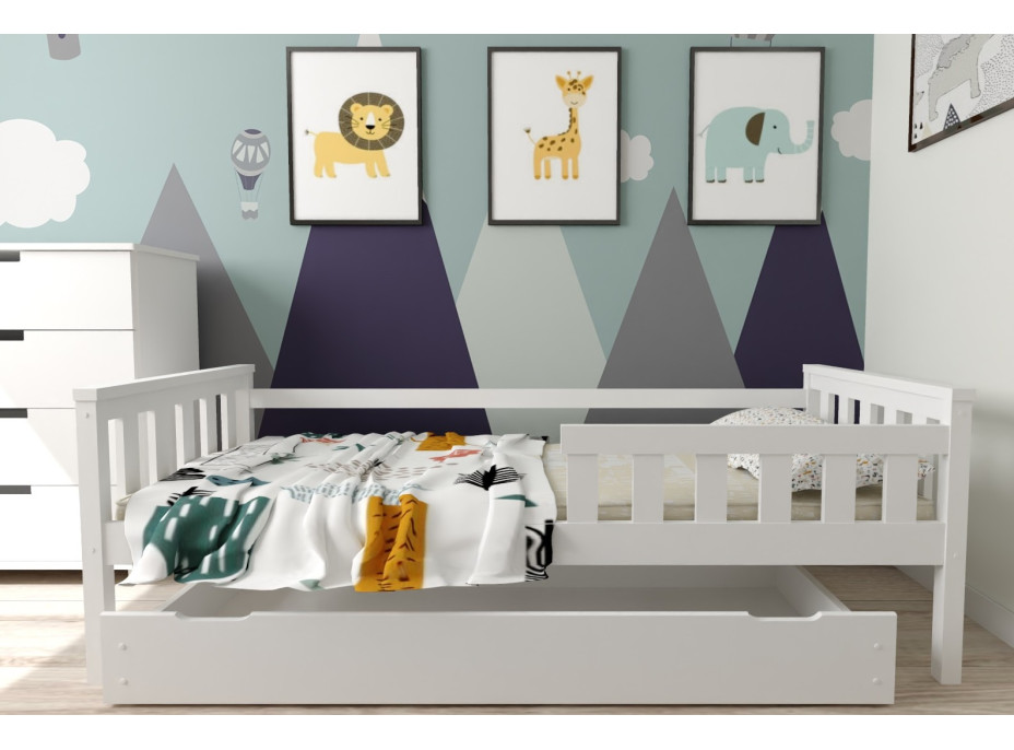 Detská posteľ z masívu borovice FRANK - 200x90 cm - biela