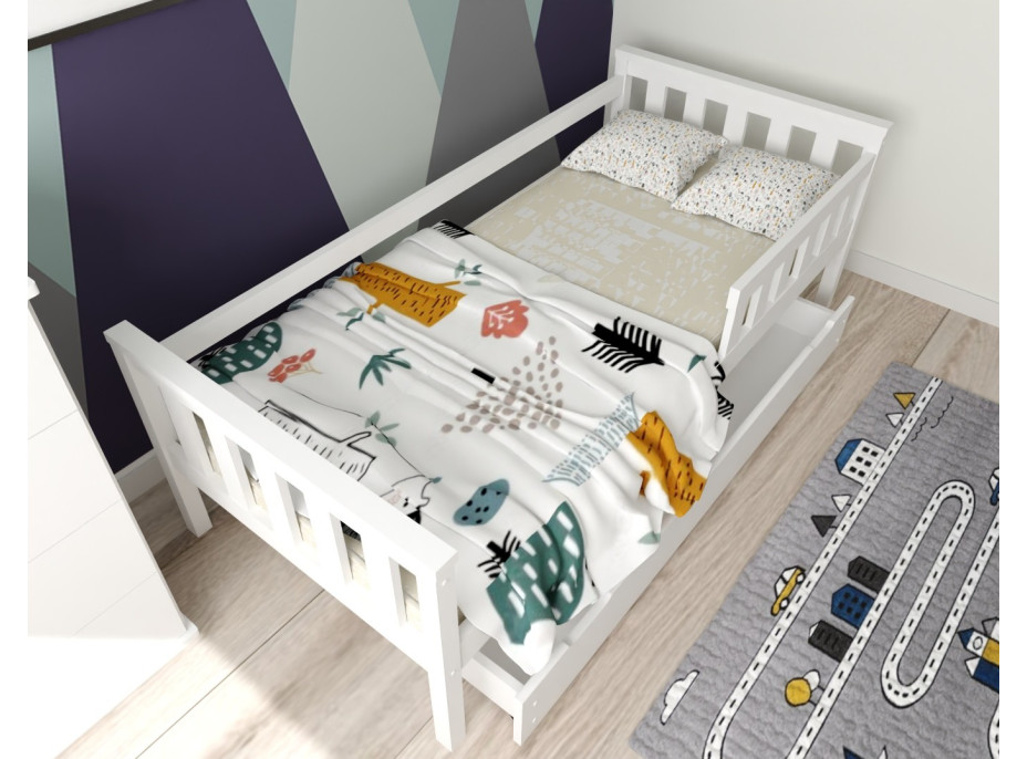Detská posteľ z masívu borovice FRANK - 200x90 cm - biela