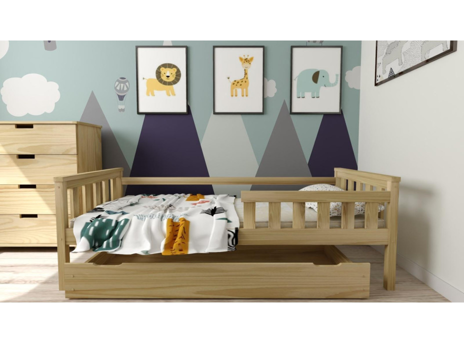 Detská posteľ z masívu borovice FRANK - 200x90 cm - prírodná