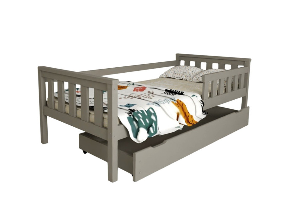 Detská posteľ z masívu borovice FRANK - 200x90 cm - šedá