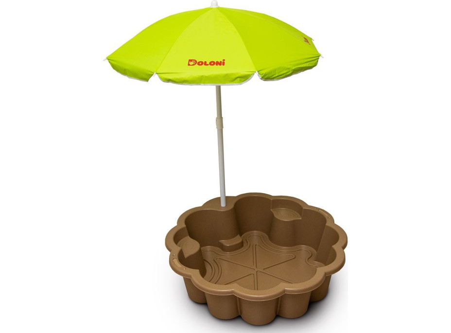 DOLONI Pieskovisko Kvetina EKO hnedá so slnečníkom