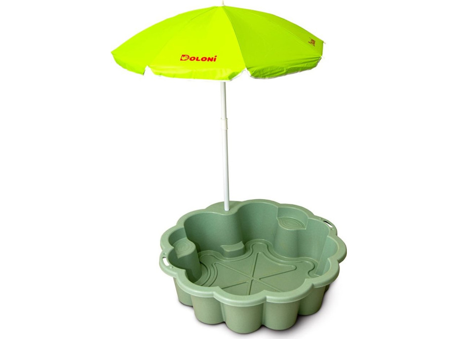 DOLONI Pieskovisko Kvetina EKO zelená so slnečníkom