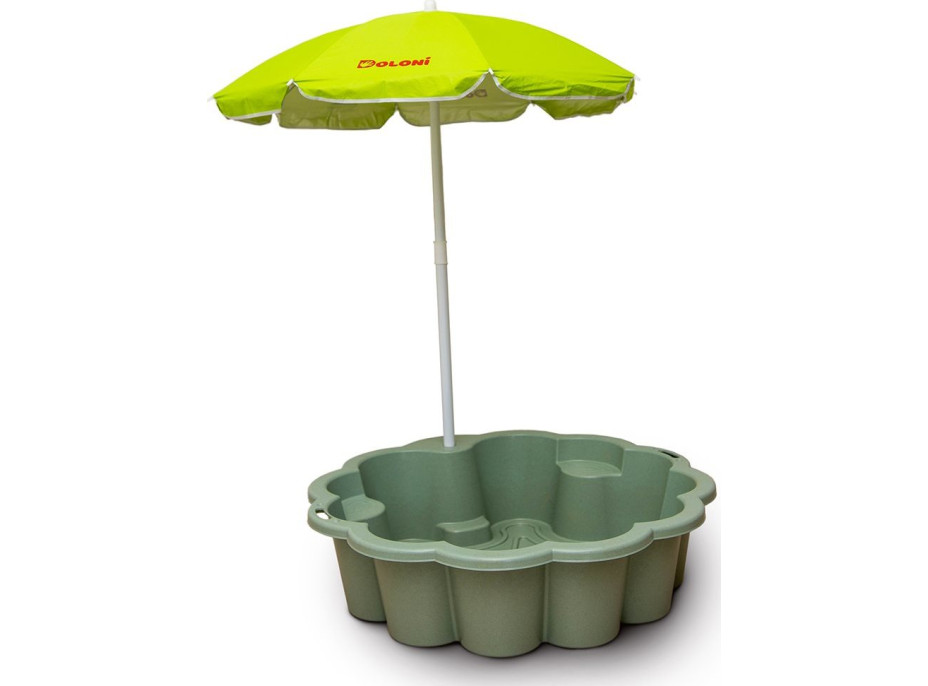 DOLONI Pieskovisko Kvetina EKO zelená so slnečníkom