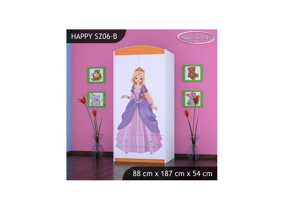 Detská skriňa PRINC A PRINCEZNA - TYP 6B, oranžová