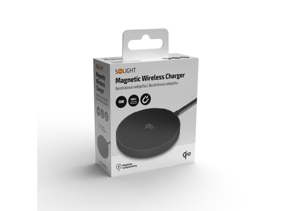 Solight bezdrôtová nabíjačka, Qi2, MagSafe kompatibilný