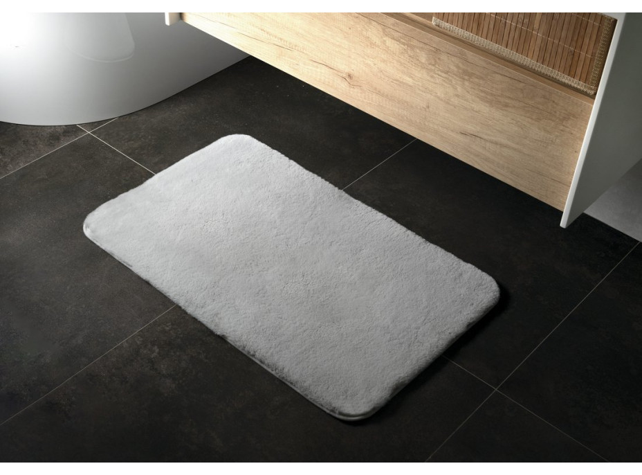 Gedy FUZZY kúpeľňová predložka, 60x100cm, 100% polyester, protišmyk, šedá 96FY100608
